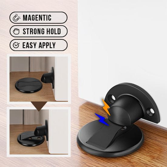 Cool Mango Samolepilno magnetno držalo za vrata, zaustavljalec vrat, varovala za notranja vrata, zagozda, enostavna in hitra namestitev, 4 vijaki gratis, 70 cm premer – Doorstop