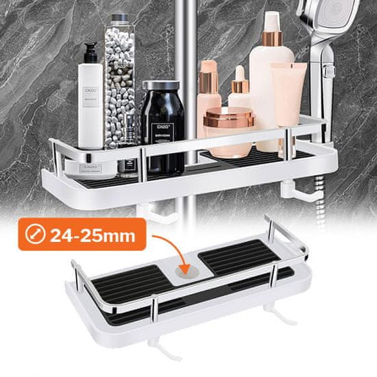 Cool Mango Polička za shranjevanje v kopalnici, tuš polička, shranjevalna polica za prho, držalo za šampon, organizator za prho, nosilec za kozmetične produkte, 30 x 12 cm – Showy