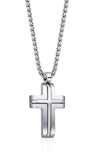 Diverse Moška jeklena ogrlica Cross N1000508