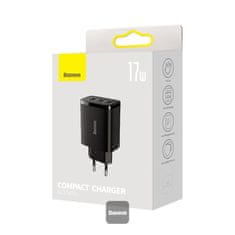 BASEUS Compact 3xUSB 17W črn omrežni polnilec