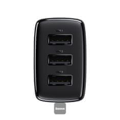 BASEUS Compact 3xUSB 17W črn omrežni polnilec