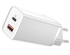 BASEUS CCGAN2L-B02 GaN2 Lite hitri polnilec USB + USB-C 65W Bela