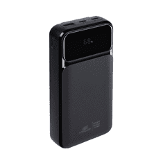 RivaCase Prenosna baterija VA2221 ("Powerbank") 20.000 mAh 22,5W, črn, z LCD ekranom in 3x podatkovni kabli (Type-C, Lightning, USB-A) za vse telefone in tablice