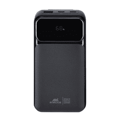 RivaCase Prenosna baterija VA2221 ("Powerbank") 20.000 mAh 22,5W, črn, z LCD ekranom in 3x podatkovni kabli (Type-C, Lightning, USB-A) za vse telefone in tablice