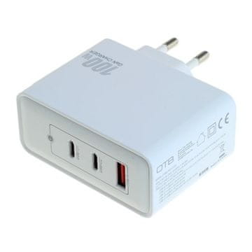 OTB 100W polnilec GaN 2xUSB-C+1xUSB-A bele barve