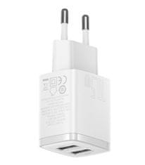 BASEUS Compact 2xUSB 10,5W beli omrežni polnilec