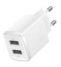 BASEUS Compact 2xUSB 10,5W beli omrežni polnilec