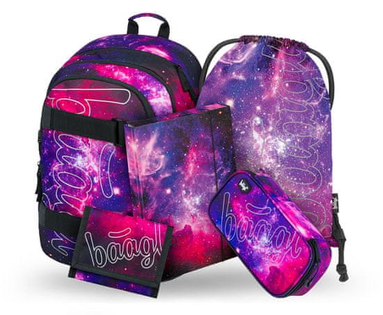 BAAGL 5 SET Skate Galaxy: nahrbtnik, svinčnik, torba, deske, denarnica