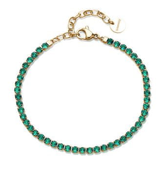 Brosway Teniška pozlačena zapestnica z zelenimi cirkoni Desideri BEI102