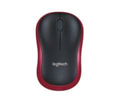 Logitech M185 miška, brezžična, nano, optična, rdeča (910-002237)