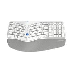Delux Brezžična ergonomska tipkovnica Delux GM901D BT+2.4G (bela)
