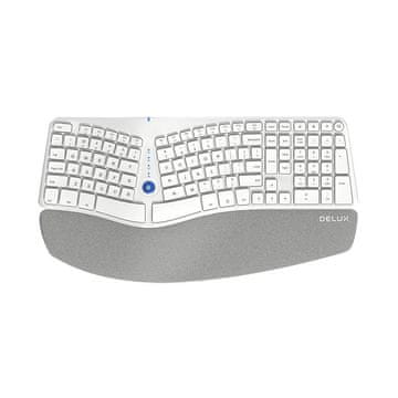 Delux Brezžična ergonomska tipkovnica Delux GM901D BT+2.4G (bela)
