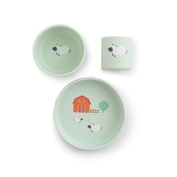 Saro Baby silikonski jedilni set Funny Farm