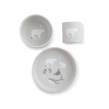 Saro Baby silikonski jedilni set Polaris Grey