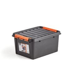 AJProsigma Komplet plastičnih zabojev s pokrovom, 32 l, 6 v paketu, 500x390x260 mm, črni