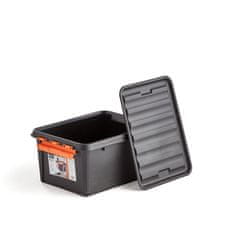 AJProsigma Komplet plastičnih zabojev s pokrovom, 32 l, 6 v paketu, 500x390x260 mm, črni