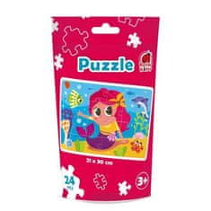 shumee PUZZLE V STOJEČI EMBALAŽI MERMAID PUZZLE 24 DEL ROTER KAFER