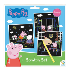 shumee ART SCRATCH PUJSKA PEPPA 3 BARVNI PAPIRJI SLIKA PO METODI PRASKA