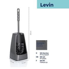 Kela WC komplet LEVIN plastika temno siva 12x12x38 cm KL-26012