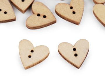 Lesen okrasni gumb srček - naravni (50 kosov)