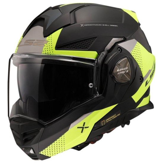 LS2 Preklopna čelada za motor Advant X Oblivion (FF901), črna/rumena