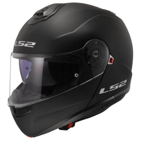 LS2 Preklopna čelada za motor Strobe II Matt (FF908), črna