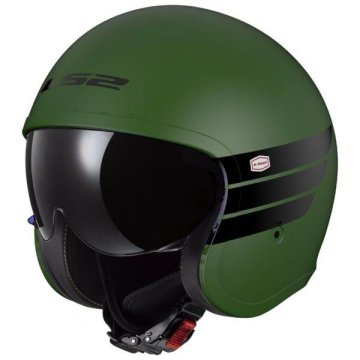 LS2 Retro jet čelada za skuter Spitfire II Retro (OF599), vojaško zelena