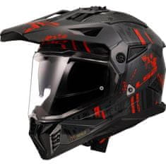 LS2 Motoristična enduro čelada Pioneer II Crazy (MX702), siva/rdeča