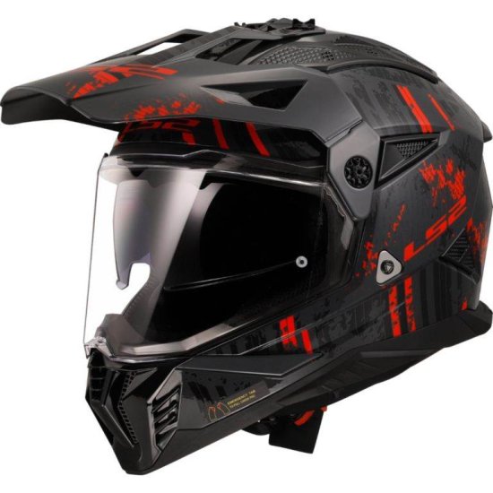 LS2 Motoristična enduro čelada Pioneer II Crazy (MX702), siva/rdeča