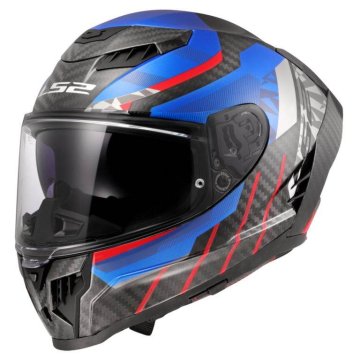 LS2 Karbonska motoristična čelada Dragon Trax (FF807), modra/rdeča