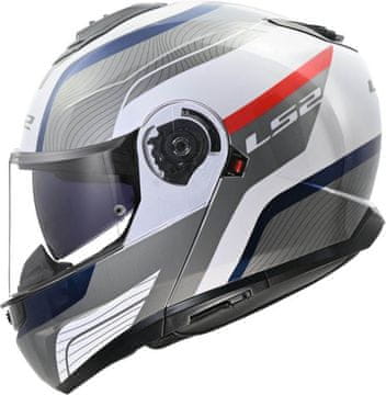LS2 Preklopna čelada za motor Strobe II Monza (FF908), bela/rdeča/modra