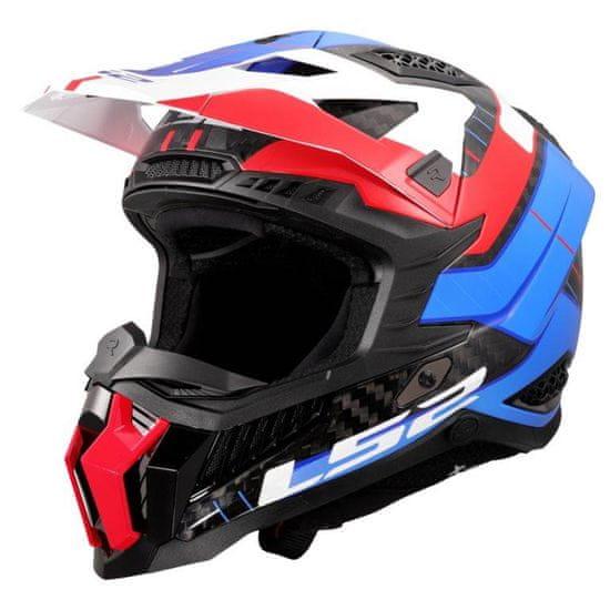 LS2 Karbonska motokros čelada X-Force Galuo (MX703), bela/rdeča/modra