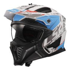 LS2 Modularna motoristična čelada Drifter 3in1 Devor (OF606), bela/modra