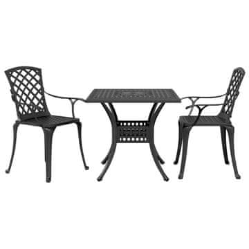 Vidaxl Bistro garnitura 3-delna črna liti aluminij