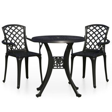 Vidaxl Bistro garnitura 3-delna liti aluminij črna