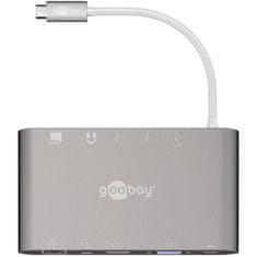 Goobay USB-C / RJ45 + HDMI + VGA + miniDP + 3xUSB3.0 + 3,5mm + SD reža srebrn dock priklopna postaja