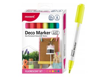 MONAMI Komplet akrilnih markerjev Monami Deco Marker 460 - Fluorescenčni komplet, 6 kosov, 2 mm