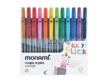 MONAMI Komplet permanentnih markerjev Monami Easy Click - 12 kosov, 2 mm