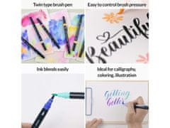 MONAMI Komplet markerjev za kaligrafijo in ilustracije Monami Color Twin Brush - Gozdni komplet, 6 kosov