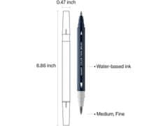 MONAMI Komplet markerjev za kaligrafijo in ilustracije Monami Color Twin Brush - Sivi komplet, 6 kosov