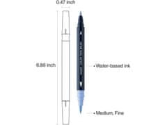 MONAMI Komplet markerjev za kaligrafijo in ilustracije Monami Color Twin Brush - pastelni komplet, 6 kosov