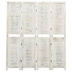 Vidaxl Paravan 4-delni antično bel 140x165 cm les
