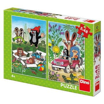 Dino Puzzle Krtek je srečen 2x48 kosov