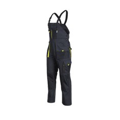 Sara Workwear Delovne hlače z oprsnikom KING grafitno-rumene LS (48)