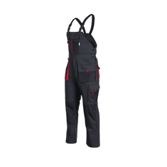 Sara Workwear Delovne hlače z oprsnikom KING grafitno-rdeče XLS (52)