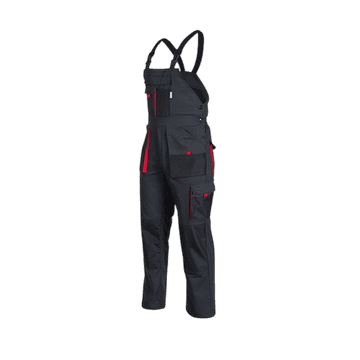 Sara Workwear Delovne hlače z oprsnikom KING grafitno-rdeče