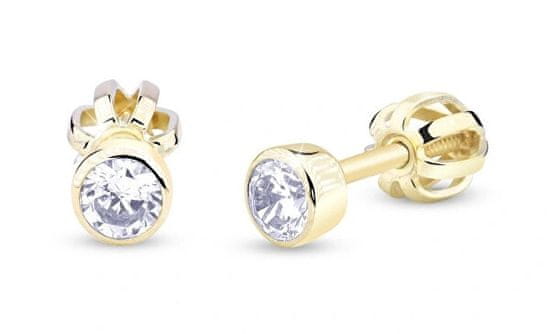 Cutie Jewellery Drobni uhani iz rumenega zlata s cirkoni Z3034-30-10-X-1
