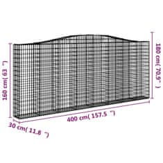 Vidaxl Obokane gabion košare 7 kosi 400x30x160/180 cm pocinkano železo
