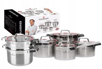 shumee Zwieger Komplet 5 loncev s pokrovi + parnik za indukcijo