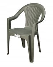 shumee Vrtni stol, plastični naslanjač z naslonjalom, temno zelen, mat, 82 cm